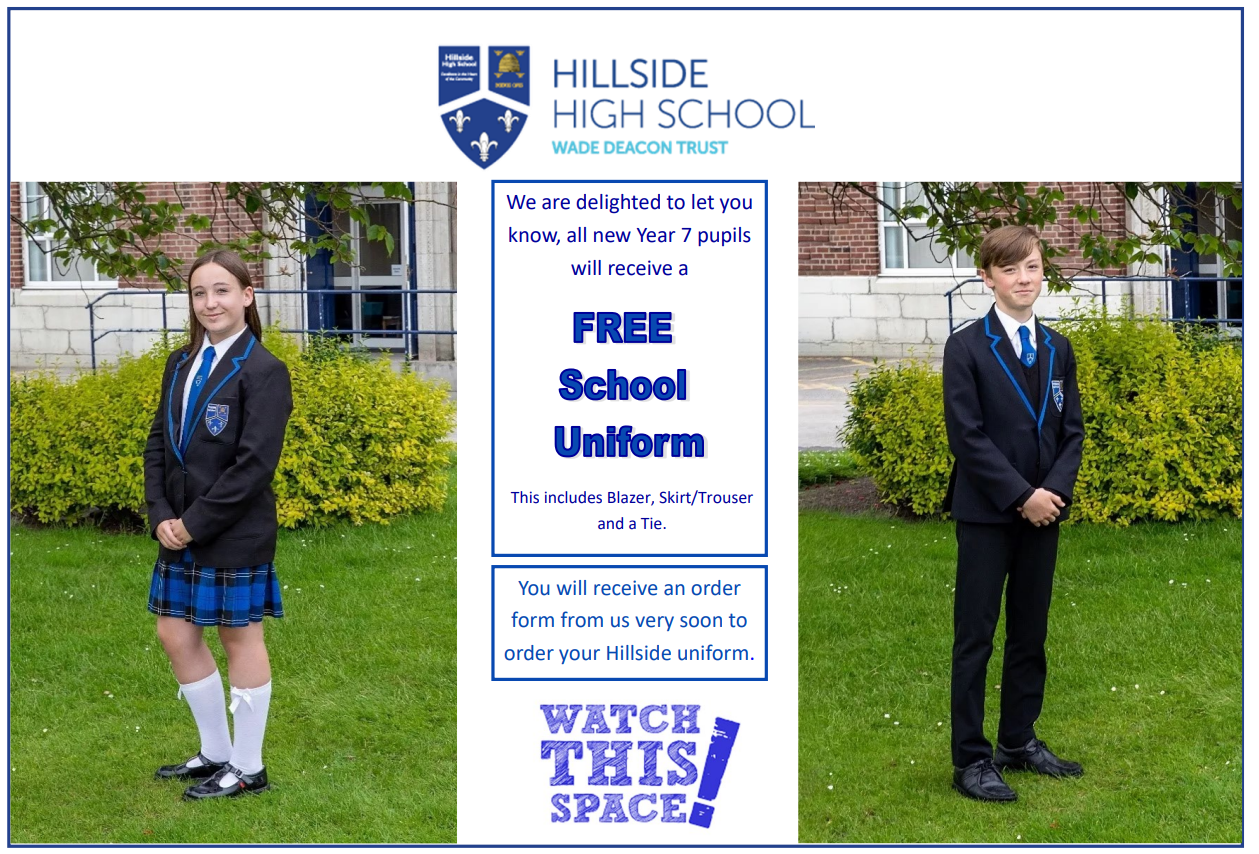 Hillside High School Free School Uniform for Year 7